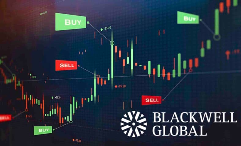 blackwell global markets logo on trading platform background