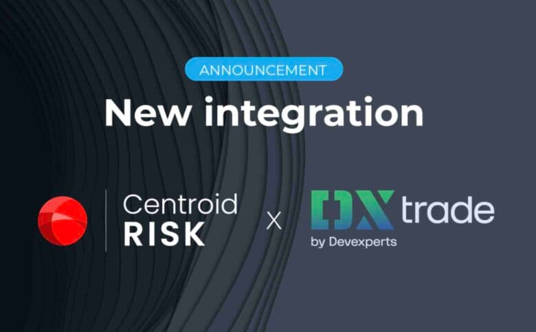 Centroid Risk an DXtrade logos with black background