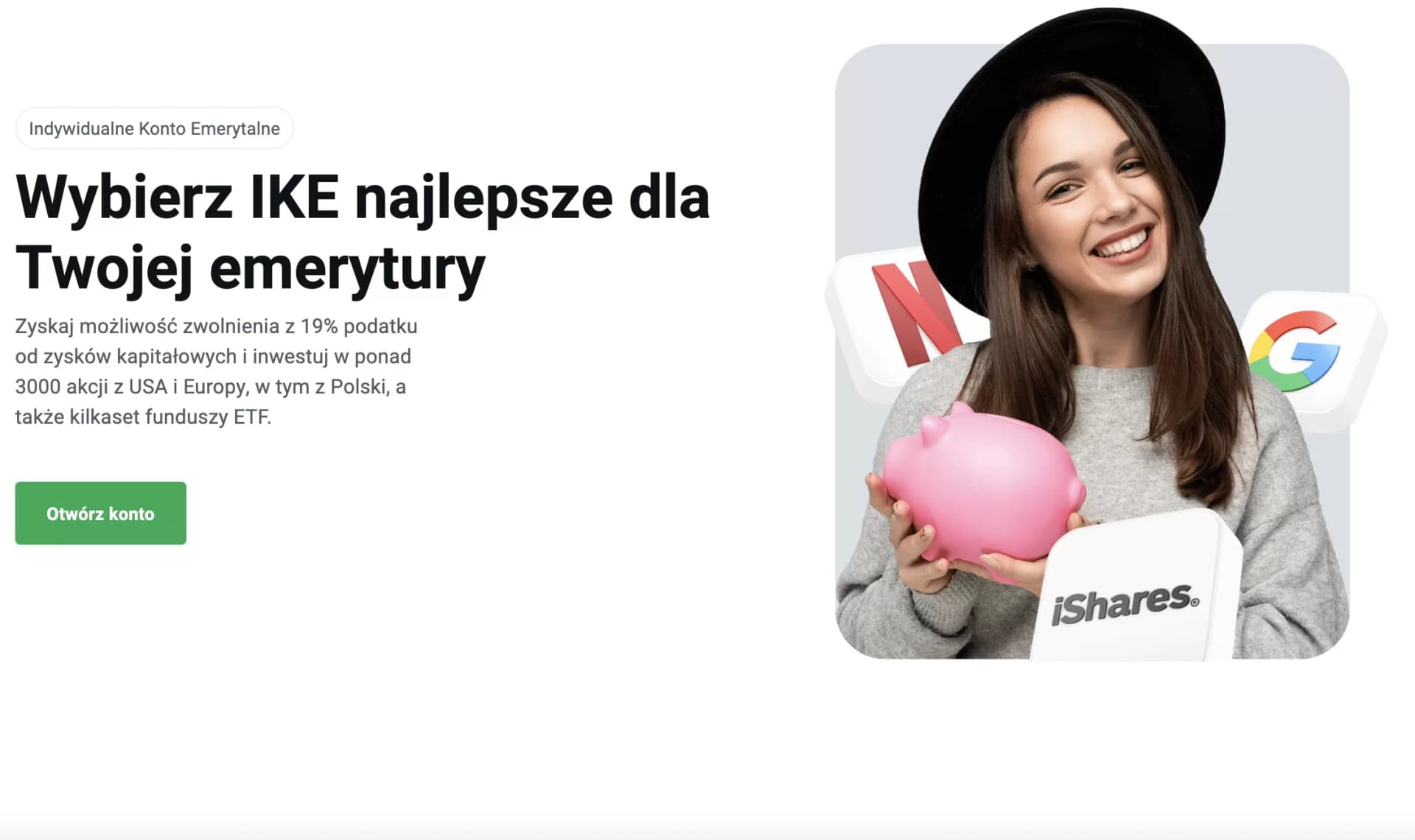 screenshot of the XTB homepage in polish