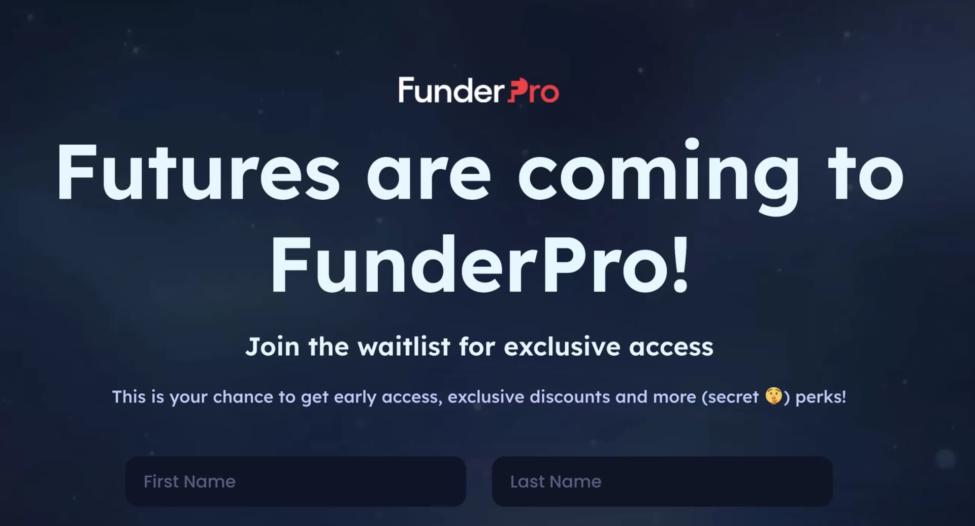 funderpro futures homepage screenshot