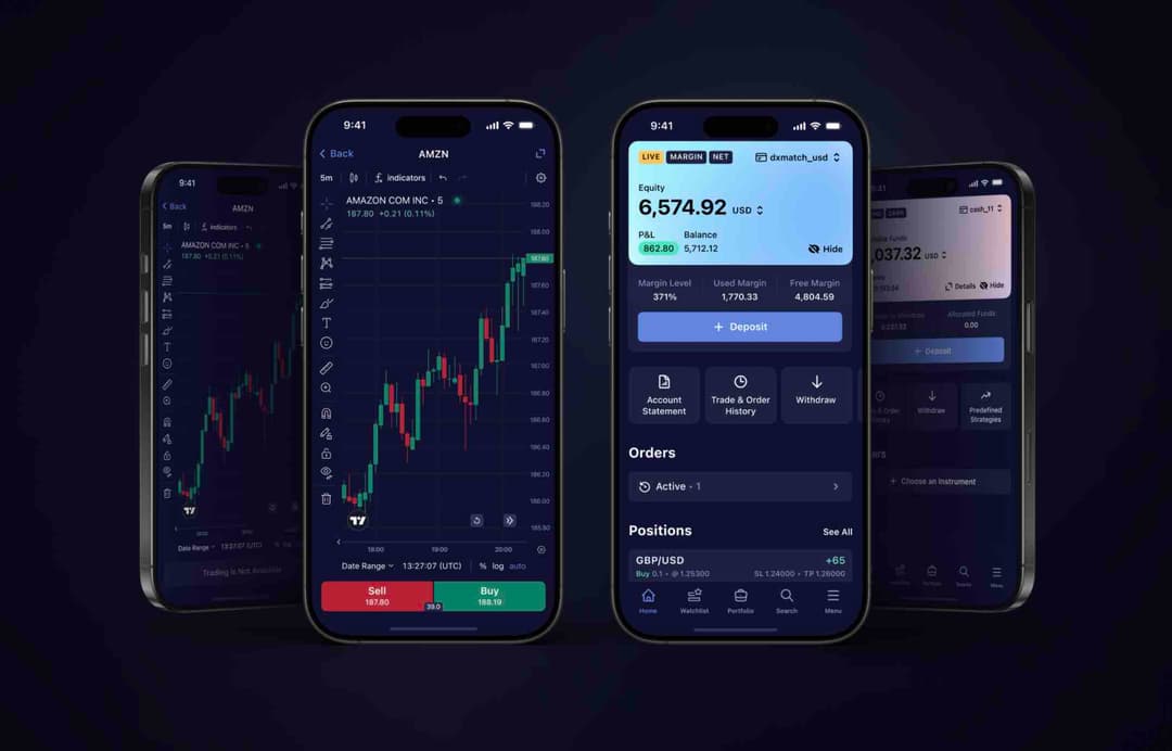 DXtrade mobile app screenshot