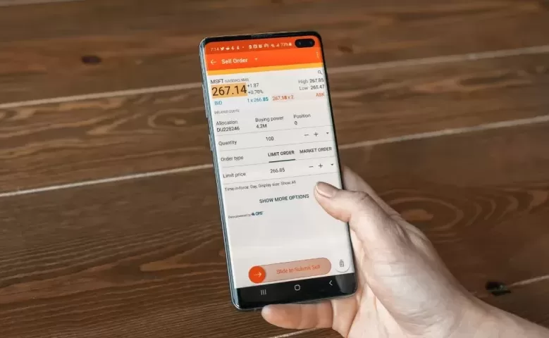 trading app on phone