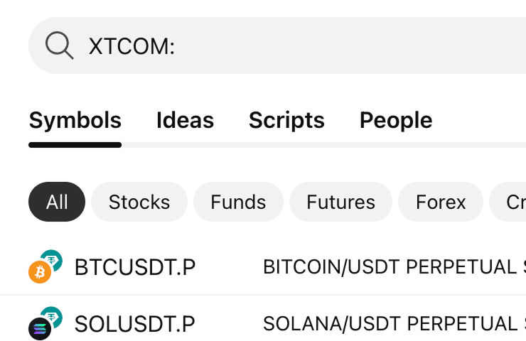 TradingView Xt.com market data