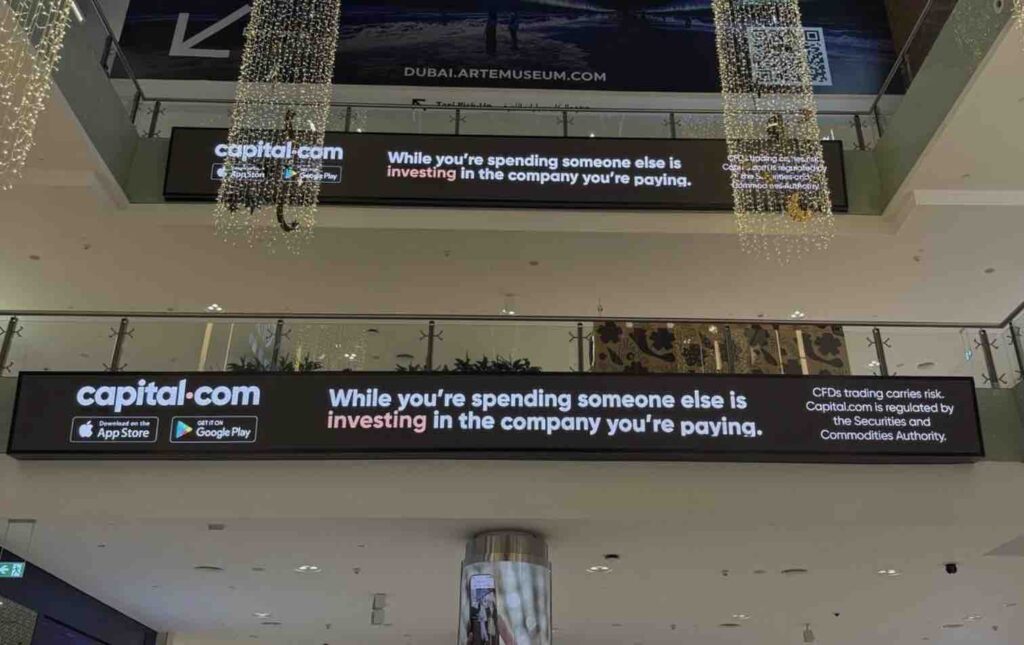 Capital.com advertising at the Dubai Mall