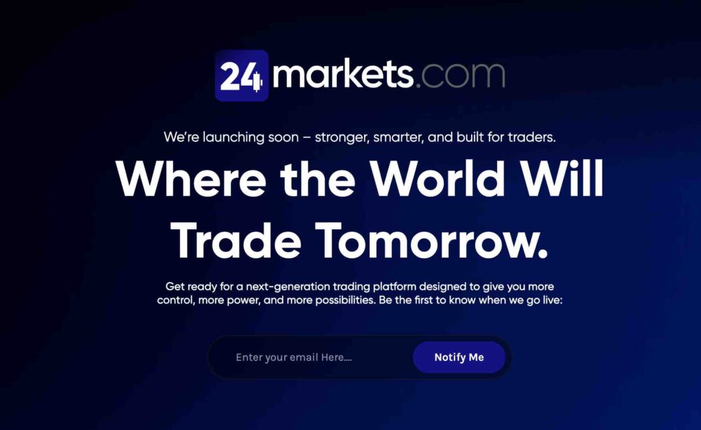 homepage of broker 24markets.com