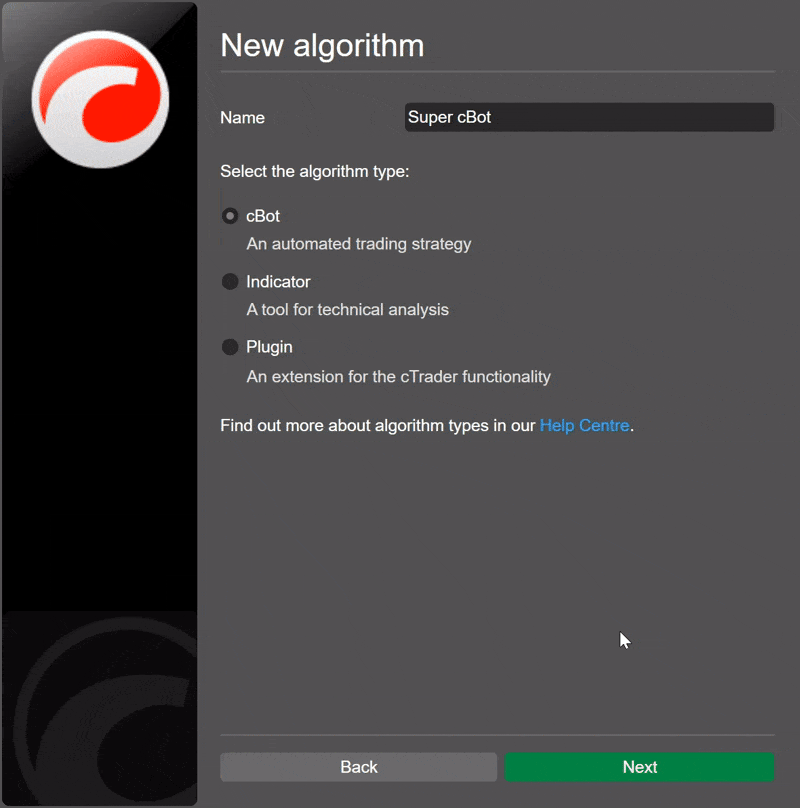 algo trading on ctrader
