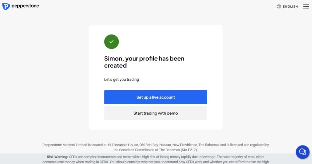 Pepperstone account opening step 3