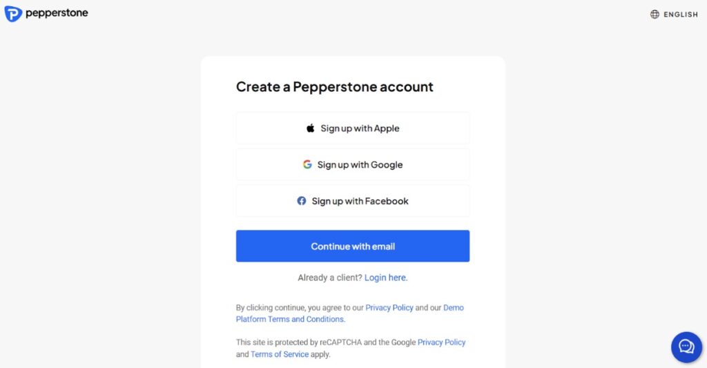 Pepperstone account opening step 1